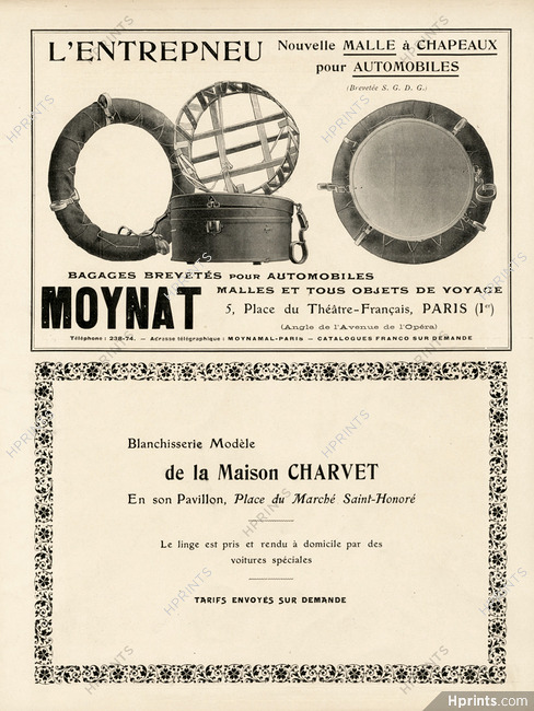 Moynat 1906 L'Entrepneu, "Malle à Chapeaux pour Automobiles"