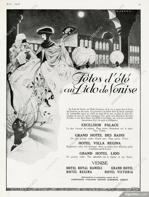 Hotel Lido Venise 1928 Lorenzi, Carnival Disguise