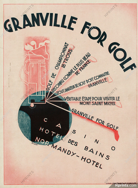 Granville for Golf 1930 Xima, Hotel des Bains, Normandy Hotel