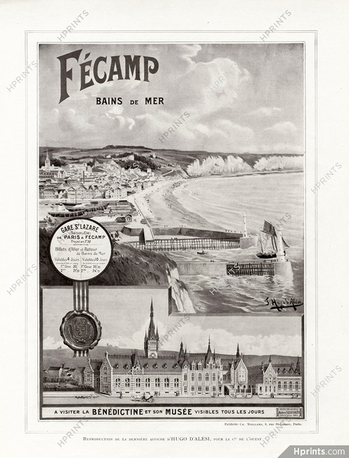 Fécamp (City) 1908 Bains de Mer, Musée Benedictine, F. Hugo d'Alesi