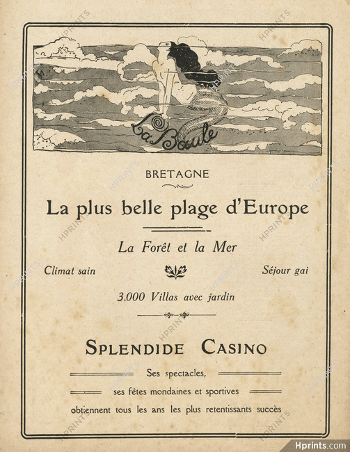 La Baule (City) 1925 "La plus belle Plage d'Europe" Mermaid