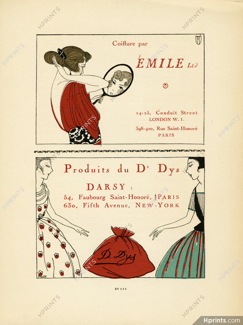 Emile (Hairstyle) & Dr Dys Darsy (cosmetics) 1920 Gazette du Bon Ton, Marcel Fromenti & Pigeat
