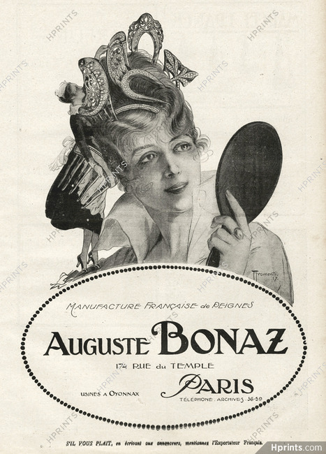 Auguste Bonaz (Combs) 1918 Marcel Fromenti, Hairstyle
