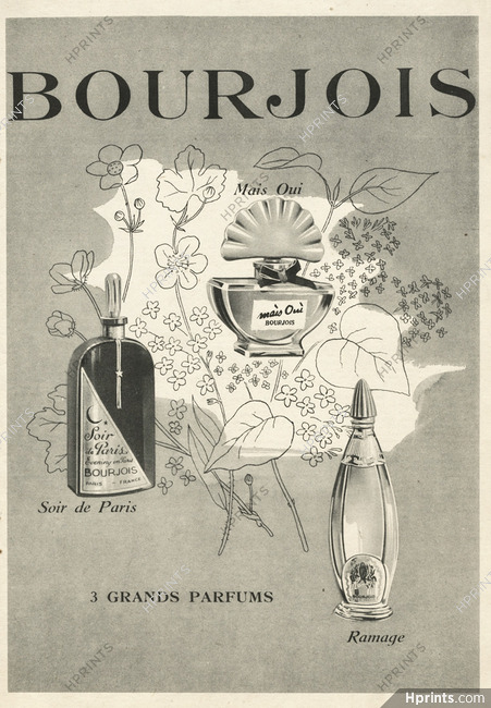 Bourjois (Perfumes) 1952 Soir de Paris, Mais Oui, Ramage