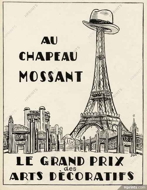Mossant (Men's Hats) 1926 SEM Eiffel Tower, Le Grand Prix des