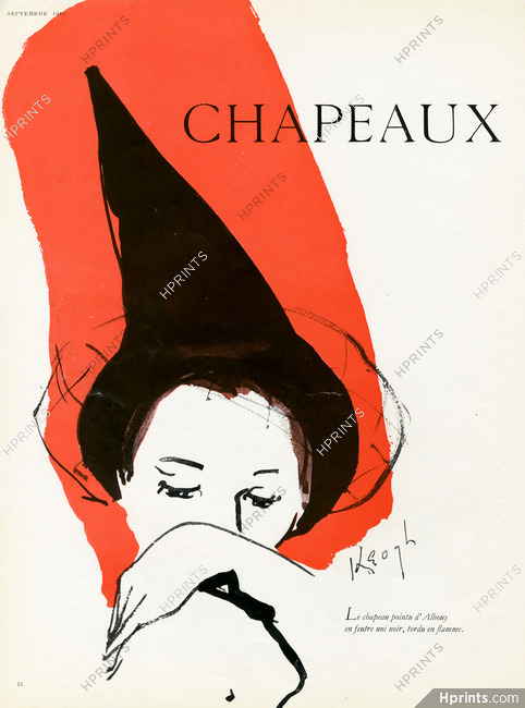 Albouy 1949 Chapeau pointu en feutre noir, Tom Keogh, p1