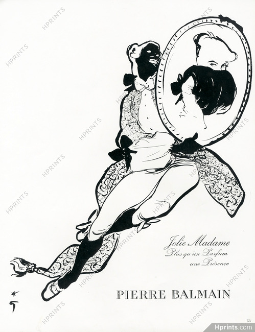 Pierre Balmain (Perfumes) 1953 "Jolie Madame" René Gruau