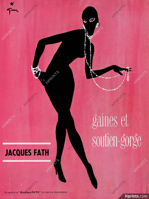 Jacques Fath 1956 Gaines et Soutien-gorge, René Gruau