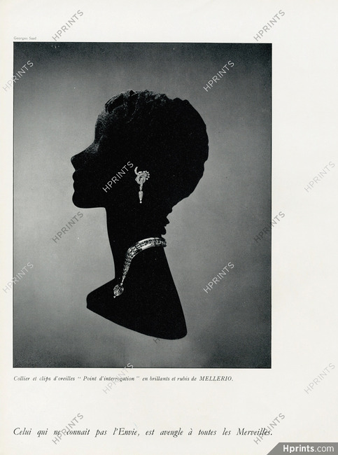 Mellerio Dits Meller 1952 "Point d'interrogation" Earrings, Necklace