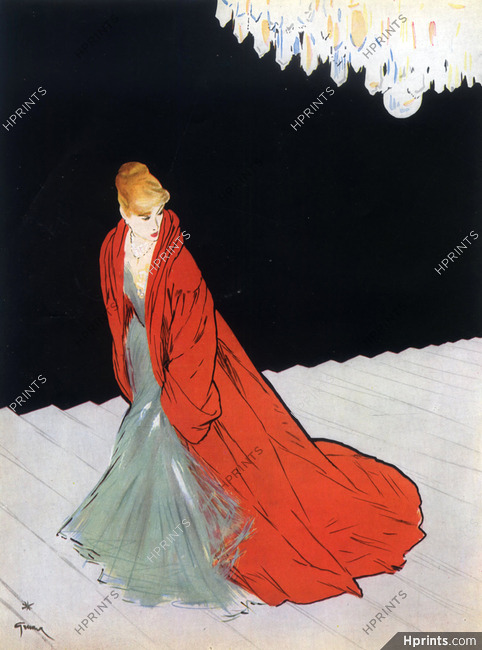 Paquin 1947 Evening Gown, René Gruau
