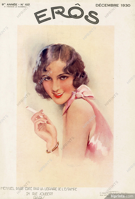 Suzanne Meunier 1930 Décembre Eros Cover, Woman Smoking