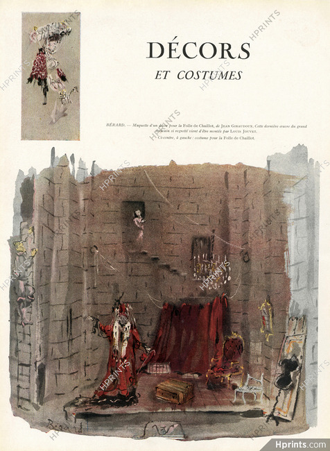 Christian Bérard 1946 "La Folle de Chaillot" Theatre Costume, Theatre Scenery