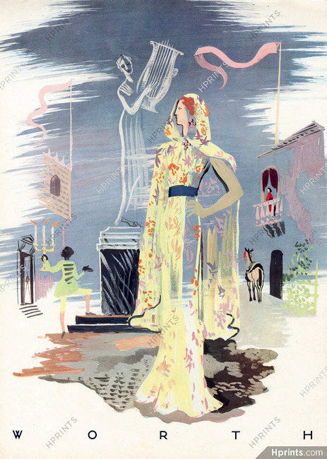 Worth 1937 Edy Legrand, Evening Gown, Elegant Parisienne