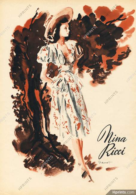 Nina Ricci 1945 Summer Dress, Brénot