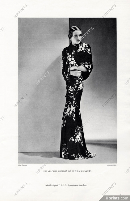 Mainbocher 1934 Velvet Evening gown, Photo Dorvyne