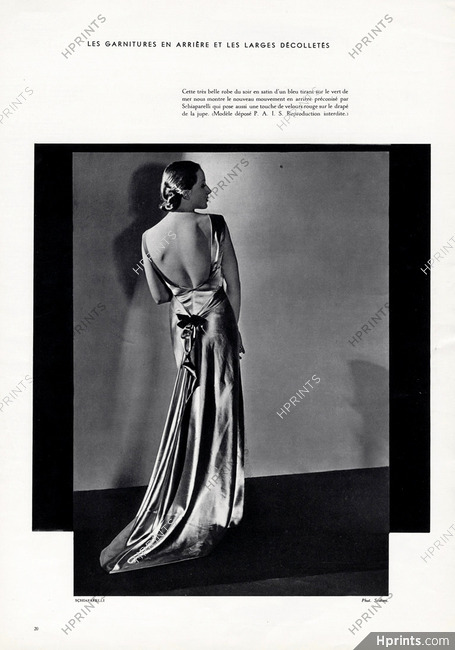 Schiaparelli 1934 Backless Evening Gown, Satin, Photo Egidio Scaioni