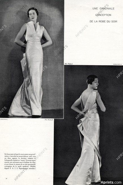 Schiaparelli 1933 Evening Gown, Backless, Photo Rockwell