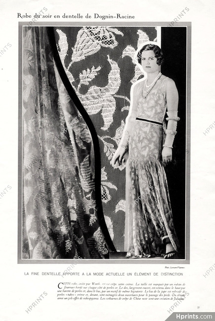 Worth 1931 Dognin-Racine, Lace Evening Gown, Photo Lecram-Vigneau