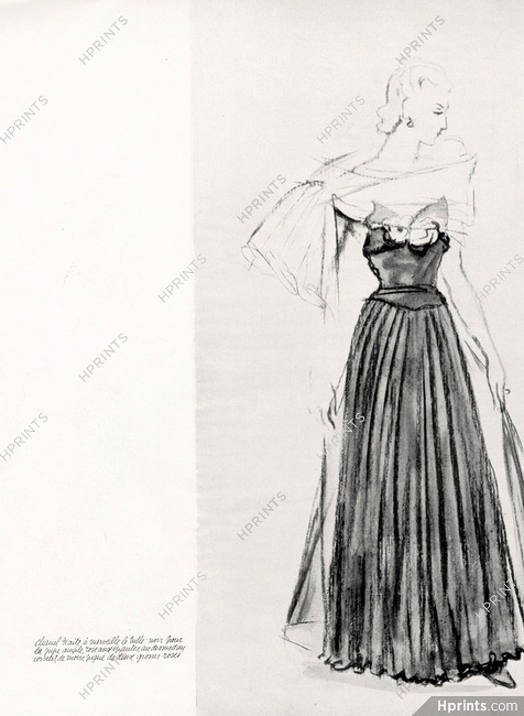 Chanel 1937 Robe de tulle noir, Corselet de moire piqué de deux roses, Evening Gown, Eric