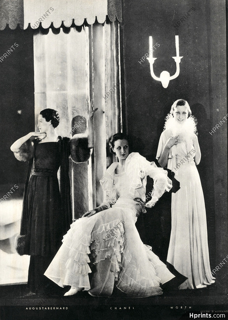 Chanel, Augustabernard & Worth 1933 Black and White Evening