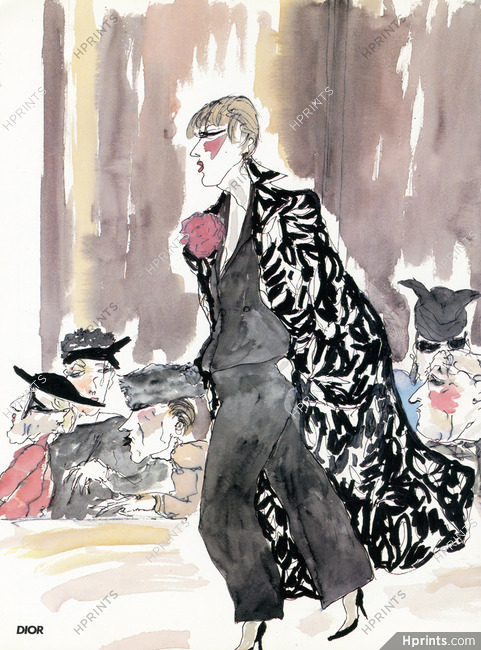 Christian Dior 1985 Fashion Show, Hippolyte Romain, Suit, Coat
