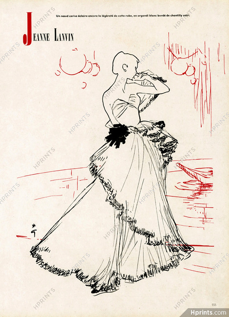 Jeanne Lanvin 1948 Evening Gown René Gruau