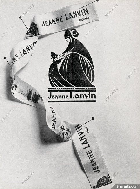 Jeanne Lanvin 1950 Ribbon brand label, Paul Iribe