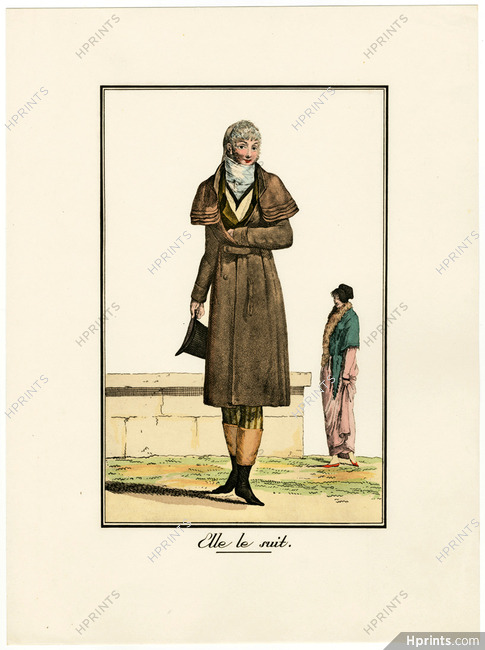 Debucourt 1798-1808 Modes et Manières du Jour "Elle le suit", Fashion Plate (Man), Dandy, Reprint, Editions Rombaldi 1957