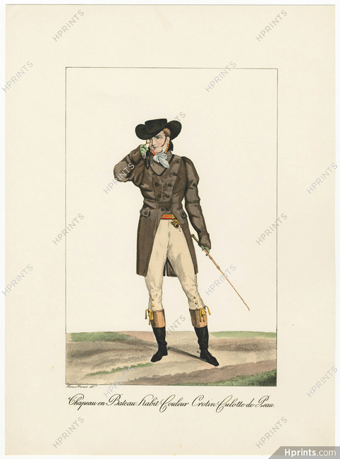 Horace Vernet 1810-1818 Incroyables et Merveilleuses, 19th Century Costume, Fashion Plate (man), Dandy, Reprint, Editions Rombaldi 1957