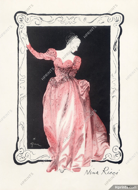Nina Ricci 1946 René Gruau, Evening Gown