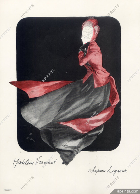 Madeleine Vramant & Legroux Soeurs 1945 Evening Gown, René Gruau