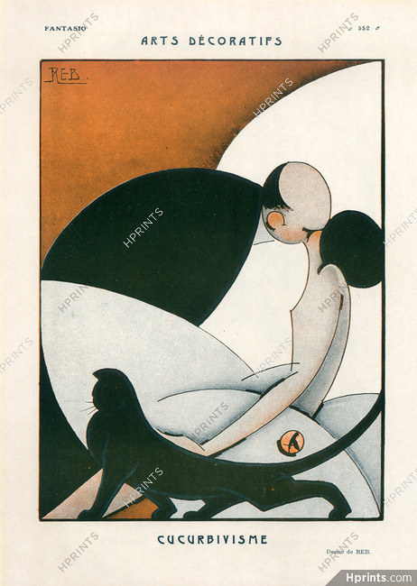 Reb 1925 Arts Decoratifs, The Kiss, Cubism Cat