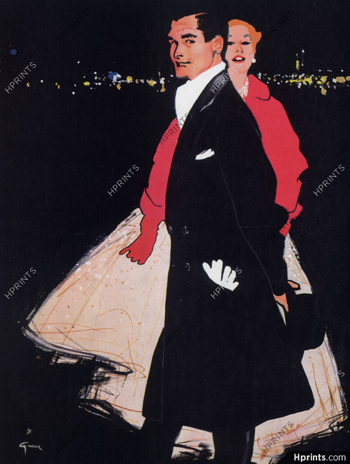 René Gruau 1955 Men's & Women's Clothing