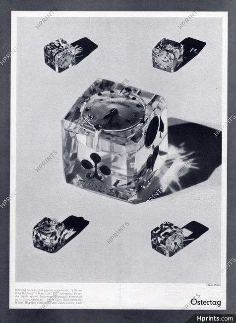 Ostertag 1936 Montre Dé, Cristal de roche