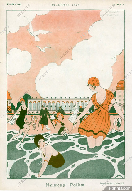 Edouard Halouze 1916 Bathing Beauty, Deauville