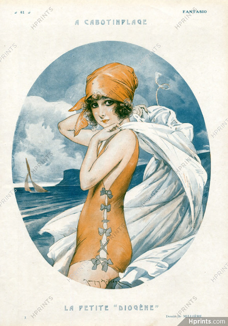 Maurice Millière 1923 Bathing Beauty, Swimmer, Sexy Looking Girl