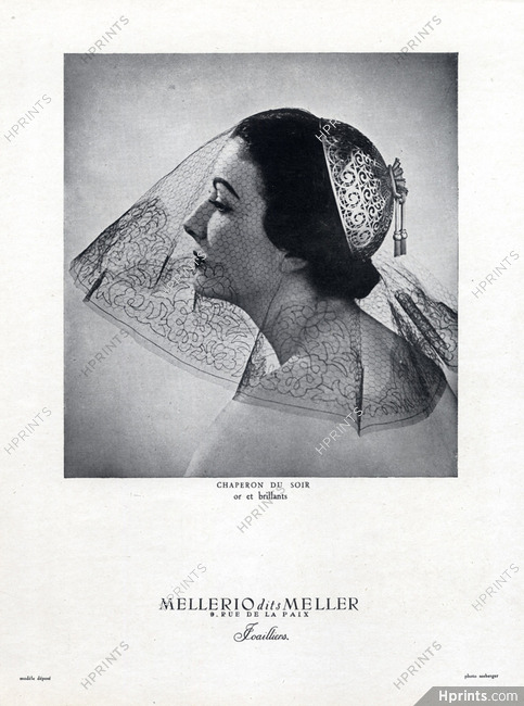 Mellerio Dits Meller 1949 Evening Hat Veil, Photo Seeberger