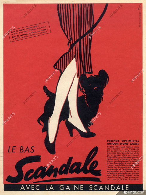 Scandale 1952 René Gruau Stockings Hosiery Dog
