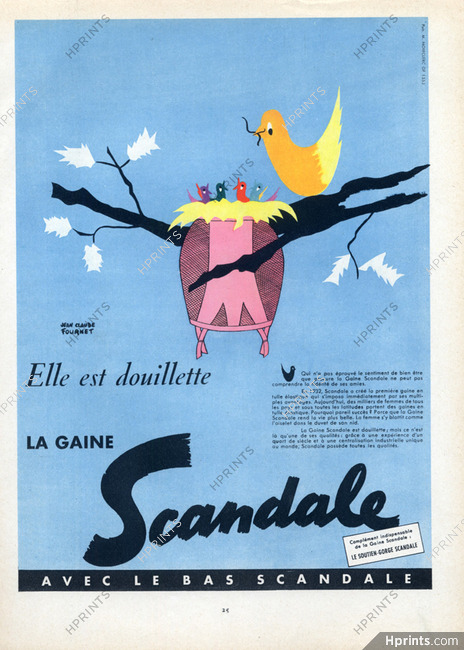 Scandale (Lingerie) 1955 Jean Claude Fournet, Girdle, Bird