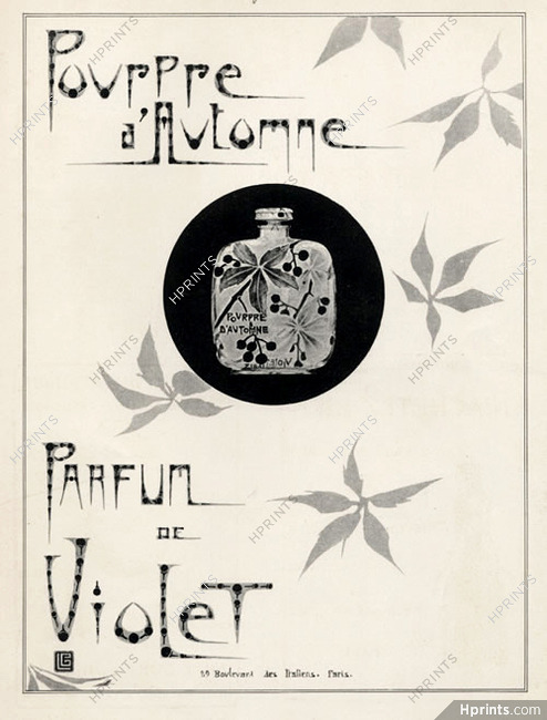 Violet (Perfumes) 1923 Pourpre d'Automne, Art Deco Style, Georges Léonnec