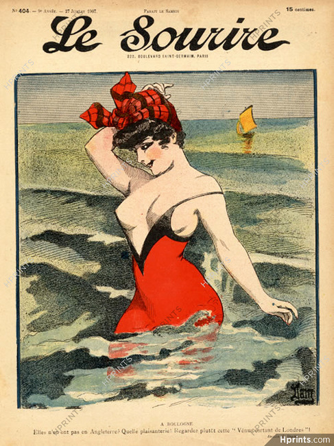 Dam 1907 Sexy Bathing beauty Topless