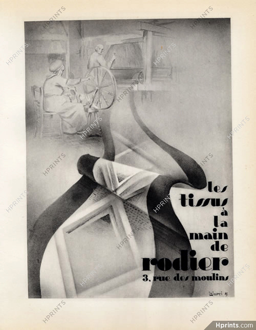 Rodier (Fabric) 1928 Weaver, Lithograph PAN Paul Poiret, Wurci (Robert Falcucci)