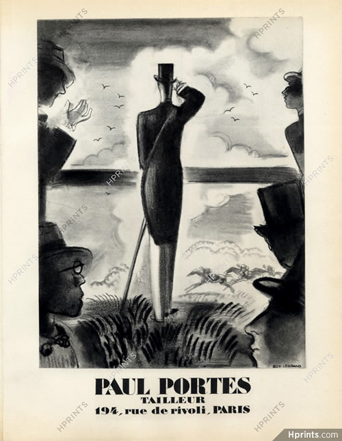Paul Portes (Tailor) Men's Clothing, 1928 Horse Racing, Lithograph PAN Paul Poiret, Edy Legrand