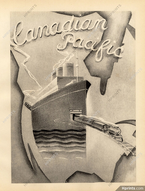 Canadian Pacific 1928 Transatlantic Liner, Lithograph PAN P.Poiret, Yan Dyl