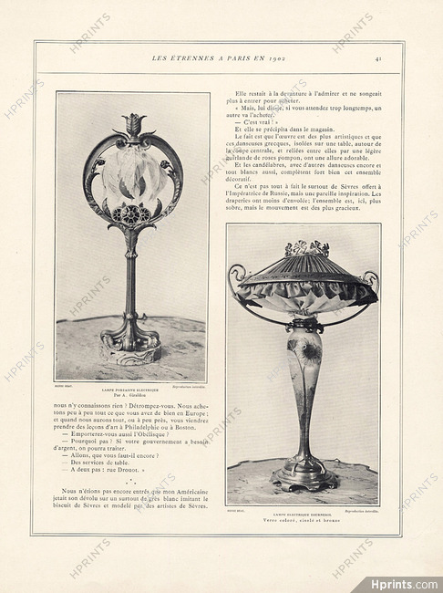 A. Giraldon ''Les Etrennes à Paris en 1902'' Art Nouveau Style Lampes