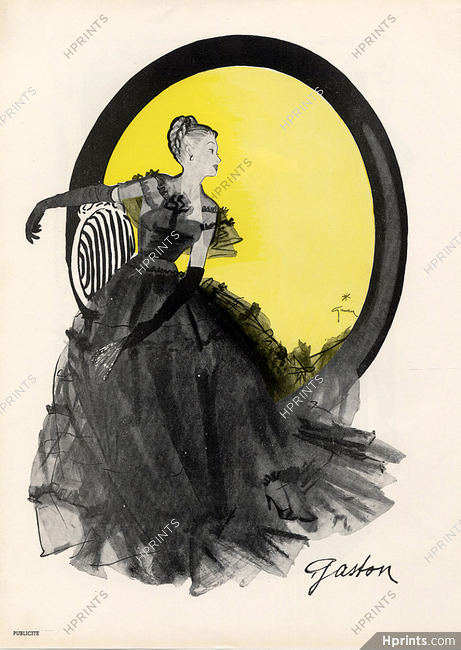 Gaston 1945 René Gruau, Fashion Illustration, Evening Gown