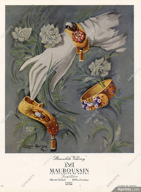 Mauboussin 1951 Bracelets Viking, René Sim Lacaze