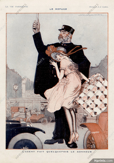 Julien Jacques Leclerc 1920 Policeman Elegant Parisienne Hatbox
