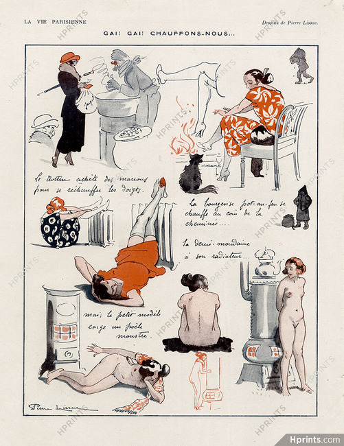 Pierre Lissac 1922 ''Chauffons-nous'' nude winter