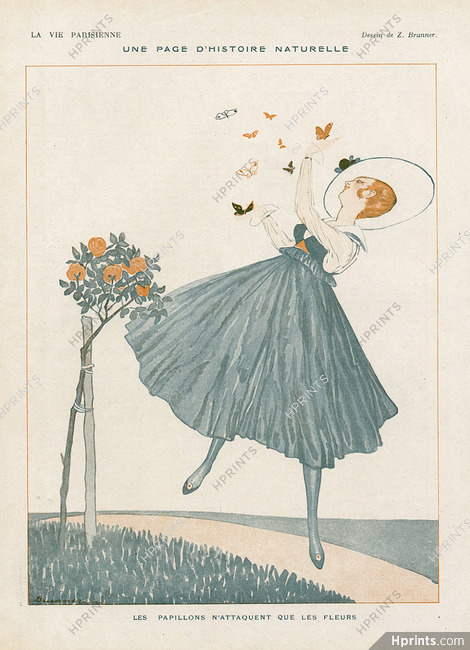 Zyg Brunner 1916 "Les Papillons n'attaquent que les Fleurs" Butterfly